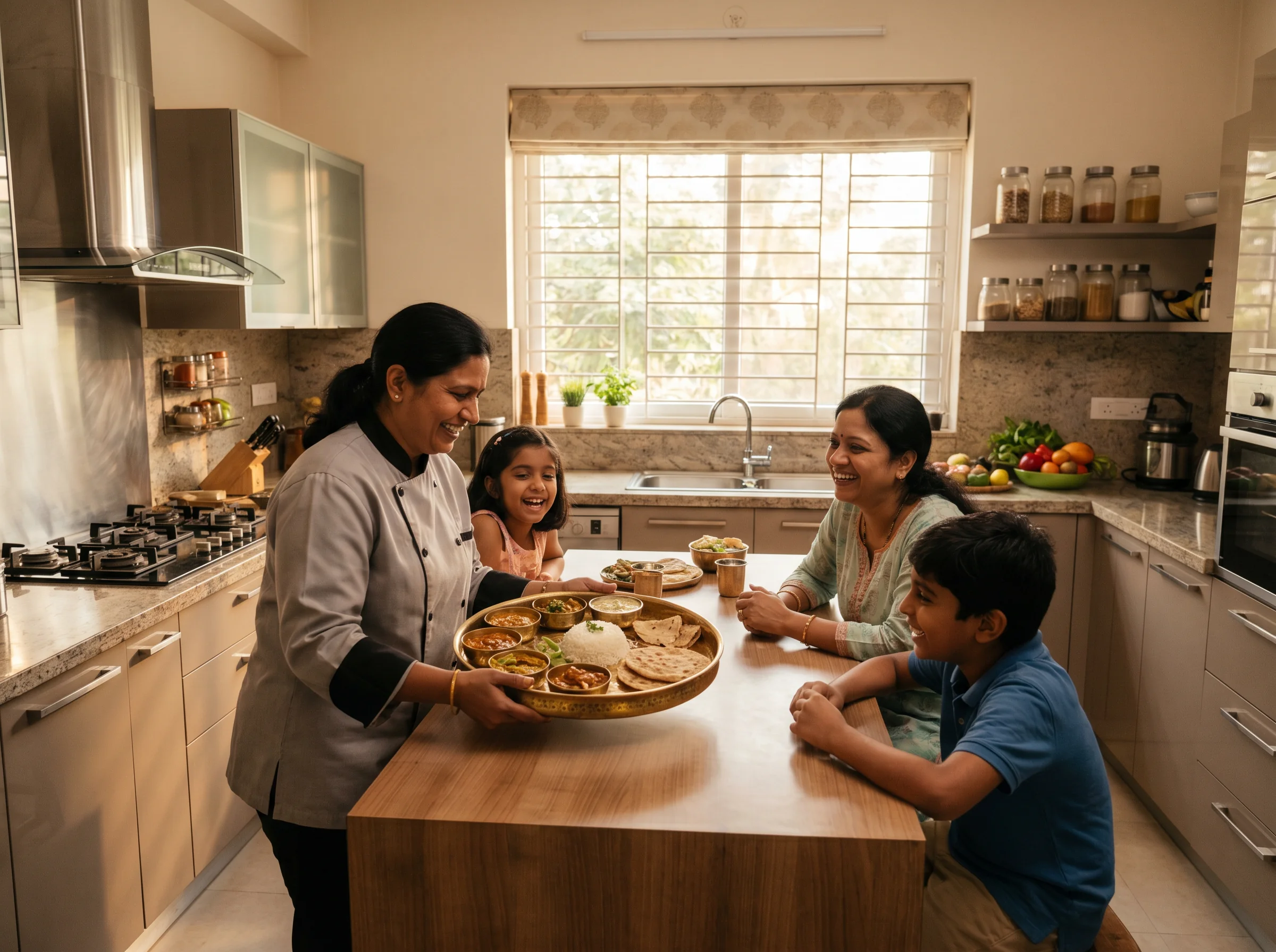 AnnaChef cook serving a family